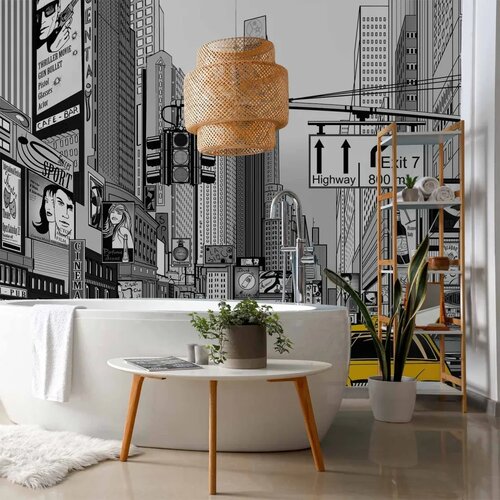  Foto tapeta - Comic book city - New York street in pop art style 300x210 Vodootporna Slike