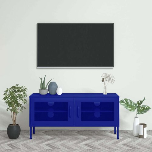 TV omarica mornarsko modra 105x35x50 cm jeklo, (20731662) Slike