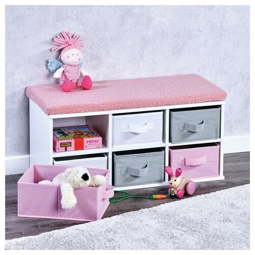 Kesper ksp17739 dečija klupa sa fiokama 33x68x29,5cm belo roza Cene