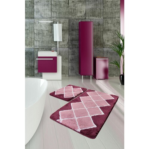 havana - purple multicolor acrylic bathmat set (2 pieces) Slike