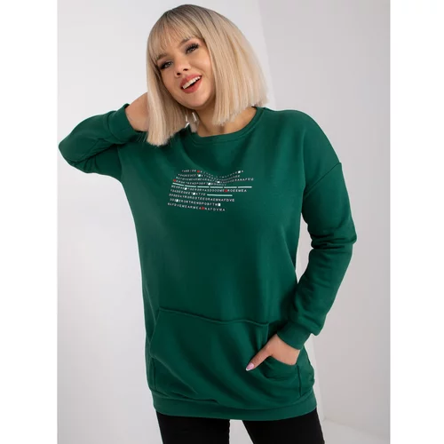 Fashion Hunters Dark green plus size sweatshirt with Desiree long sleeves