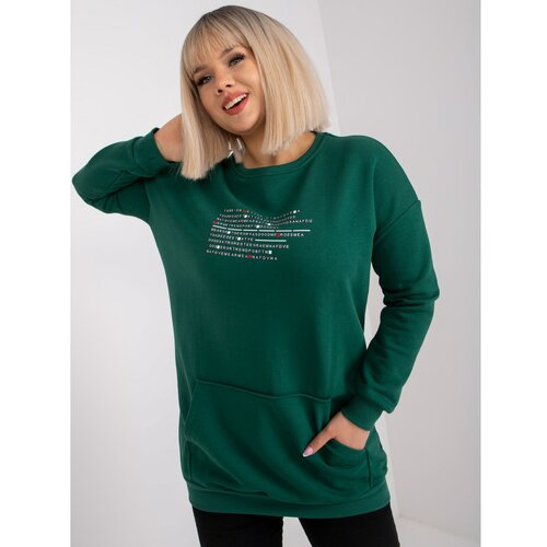 Fashion Hunters Dark green plus size sweatshirt with Desiree long sleeves Slike