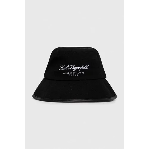 Karl Lagerfeld Bombažni klobuk črna barva