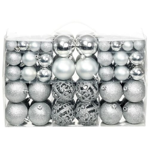 vidaXL set božićnih kuglica 100 komada 3/4/6 cm srebrni Cene