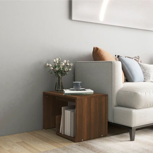 VidaXL Bočni stolić smeđa boja hrasta 59x36x38 cm konstruirano drvo Slike