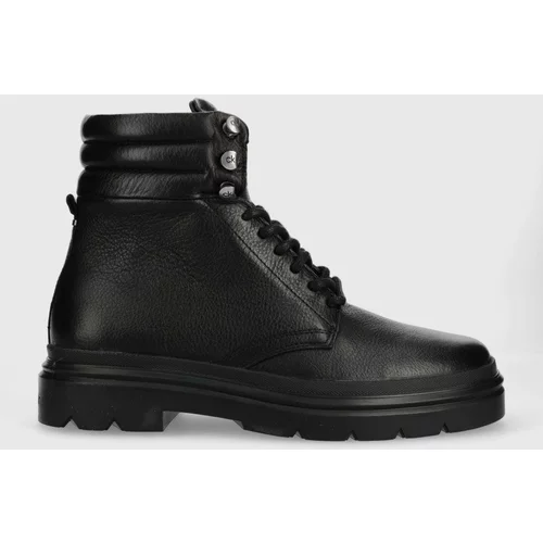 Calvin Klein Usnjeni piščančki Combat Boot Pb Lth moški, črna barva
