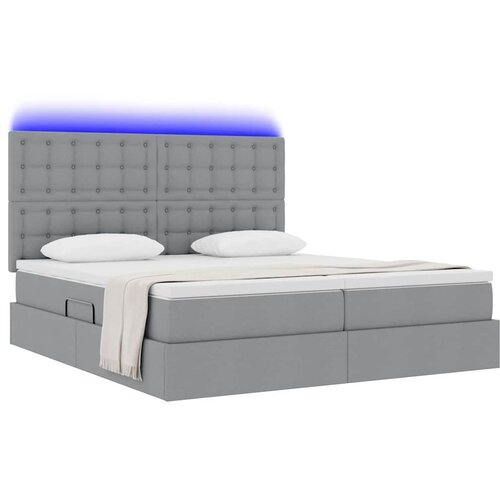  LED krevet za pohranu s madracem Svjetlosiva 180 x 200 cm Slike