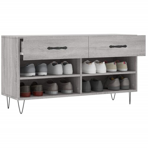  Klupa za cipele siva boja hrasta 102x35x55 cm konstruirano drvo Slike