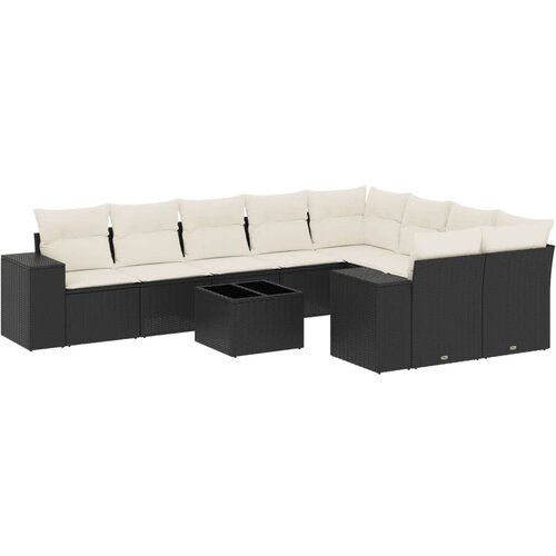 vidaXL 10-dijelni set vrtnih sofa s jastucima crni od poliratana Cijene