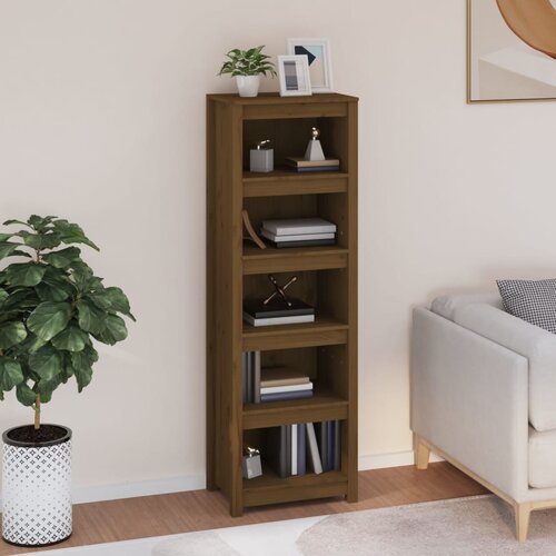 VidaXL Knjižna omara medeno rjava 50x35x154 cm trdna borovina Slike