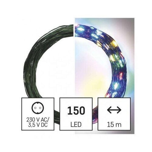 Emos LED božična nano veriga zelena, 15 m, zunanja in notranja, večbarvna, časovnik D3AM03 Slike