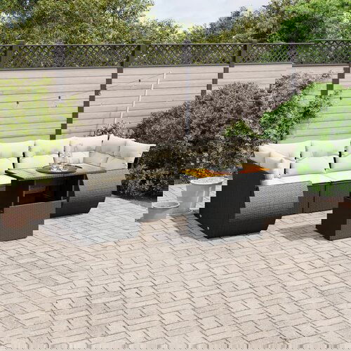  The Living Store Vrtna sedežna garnitura 8-delna z blazinami črn poli ratan - Vrtna Sedežna Garniture, (21478869) Cene