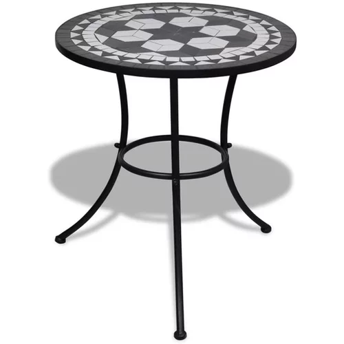 Bistro miza črna in bela 60 cm mozaik