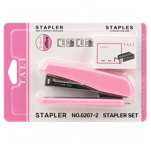  Metal Office Stapler Up to 25 Sheets 24/6 26/6 Staples Pink Slike