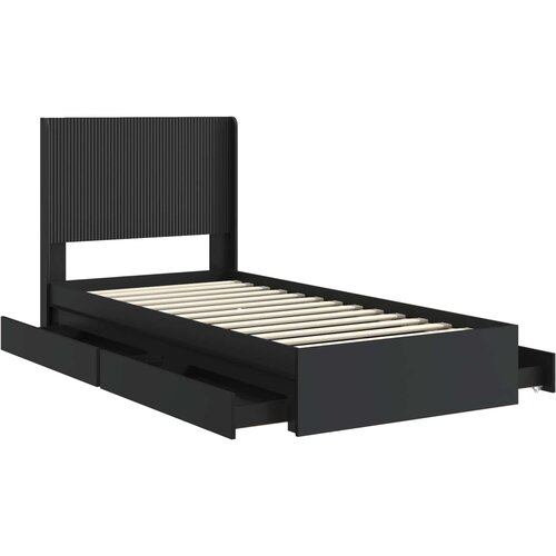  Okvir za krevet s pohranom i uzglavljem Crna 75 x 190 cm Slike
