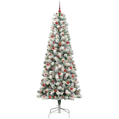 VidaXL Umjetno božićno drvce s nogom Zelena i bijela 240 cm PVC Slike