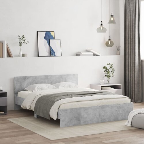 VidaXL Posteljni okvir z vzglavjem betonsko siv 140x200 cm Slike