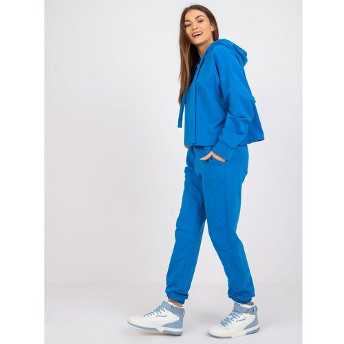 Fashion Hunters Basic dark blue sweatshirt set with a hood Slike