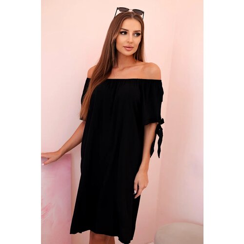Kesi Włoski Women's viscose dress with tied sleeves black Cene