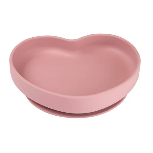Canpol Silicone Suction Plate Heart Pink silikonski tanjur s vakuumom 300 ml za otroke