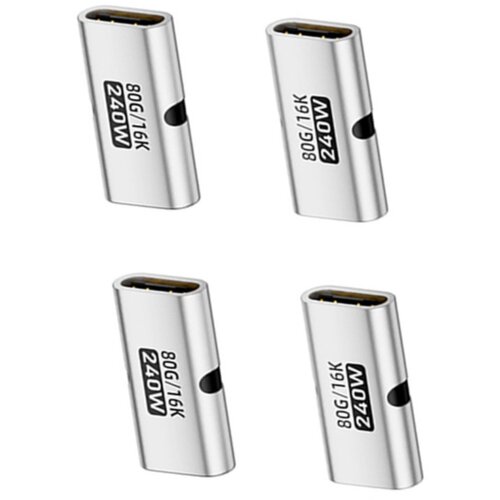 INF Adapter Type-C (USB-C) ženski na ženski, komplet 4 kosov &mdash; 240W, 80Gbps, 16K, aluminijasta zlitina Srebrna, (5000276899) Cene