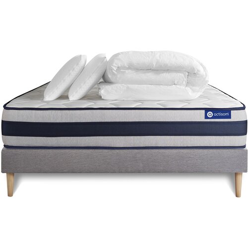 ACTISOM Celoten paket za posteljo - Vzmetnica 200x200 cm + vzmetnica z letvami (komplet) + 2 vzglavnika + odeja - Actilatex Ergo, (21613673) Cene