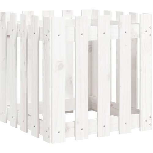 VidaXL Vrtna sadilica s izgledom ograde bijela 50x50x50 cm od borovine Slike