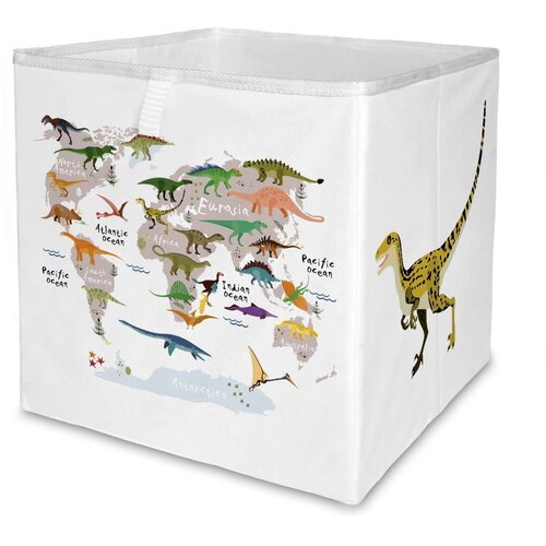 Butter Kings Bijeli tekstilni organizator za dječje igračke 32x32x32 cm Dino World Map – Cijene