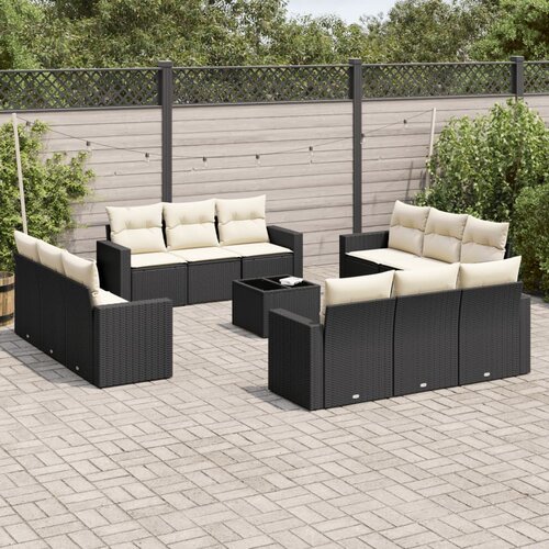 vidaXL 13-dijelni set vrtnih sofa s jastucima poliratan crni Cijene