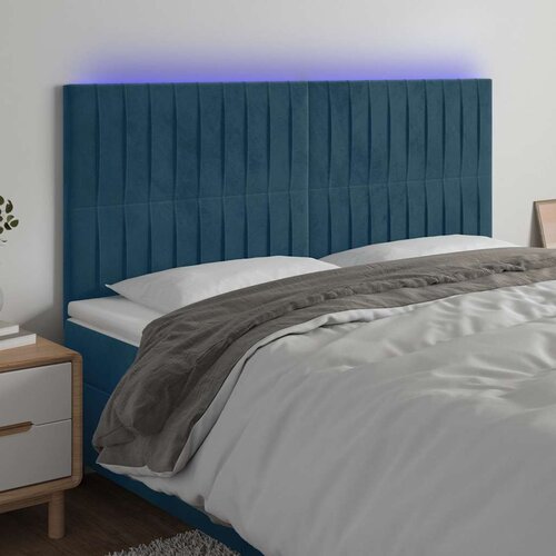  LED uzglavlje tamnoplavo 200x5x118/128 cm od tkanine Cijene