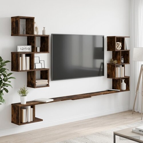  Polica za TV na zidu Dimljeni hrast 200 x 15 x 94 cm Slike