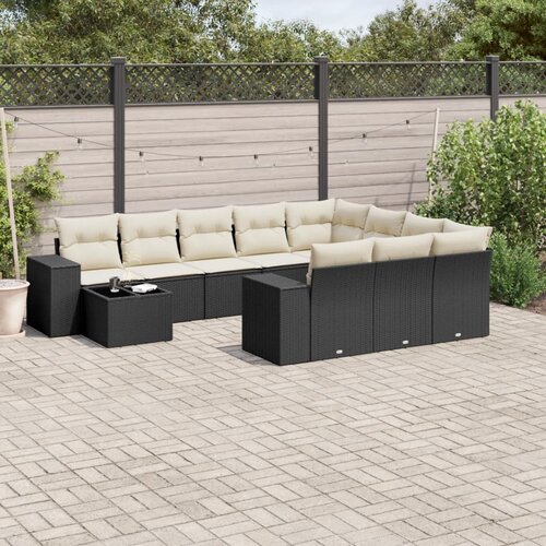  11-dijelni set vrtnih sofa od poliratana s jastucima crni Cijene