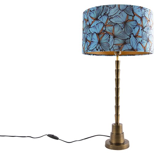 QAZQA Art Deco namizna svetilka bronasti žametni odtenek dizajn metulja 35 cm - Pisos Cene