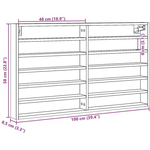  Vitrina siva boja betona 100x8,5x58 cm konstruirano drvo Slike