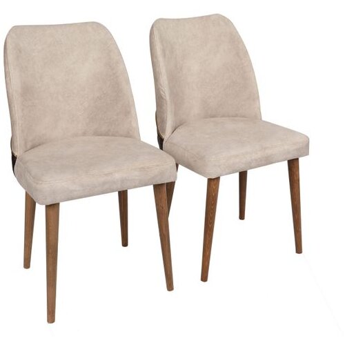 Hanah home Nova 071 V2 CreamWalnut Chair Set (2 Pieces) Cene