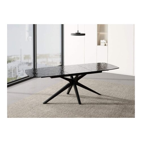 Art Invest Trpezarijski sto Nova Crna staklena Bubble ploča/Crne metalne noge (1800-2400) Cene