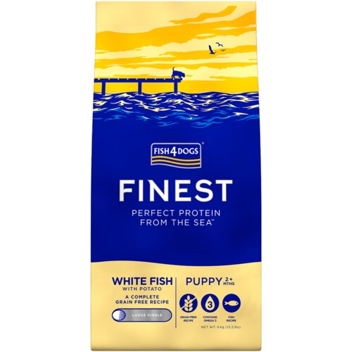 Fish4Dogs Finest Puppy large bela riba s krompirjem 6 kg Cene