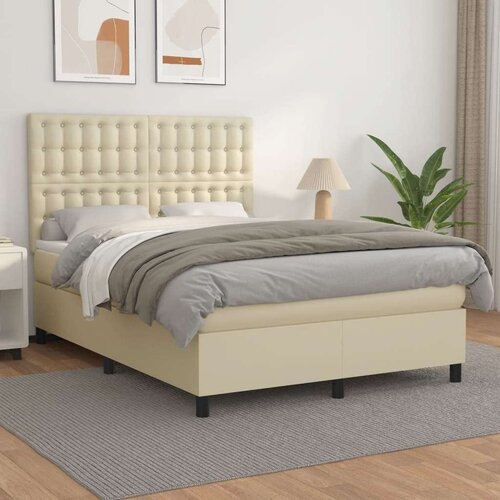  Box spring postelja z vzmetnico krem 140x200 cm umetno usnje, (20899303) Cene
