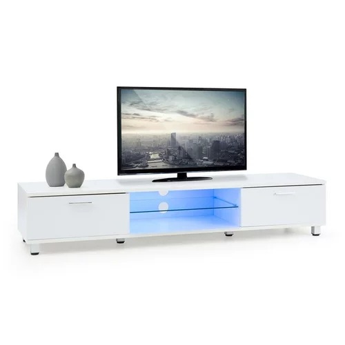 OneConcept Keira Lowboard, TV stol, beli, s LED osvetlenjem, promjena boja