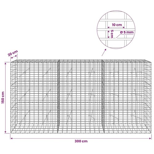  Gabion s žicom debljine 5 mm i mrežom 5x10 cm 300x20x150 cm - 20 cm 150 cm 300 cm Slike