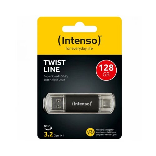 Intenso USB Flash drive 128GB, USB 3.2, USB-C, USB-A, Twist Line - USB3.2-128GB/Twist Line Cene