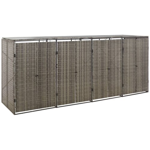 vidaXL lopa za štiri smetnjake siva 274x80x117 cm poli ratan Cene