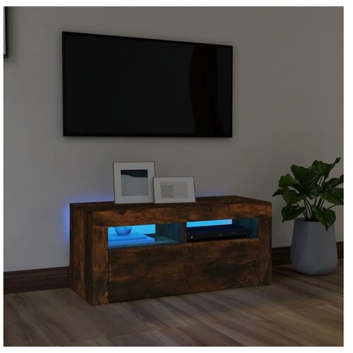  TV omarica z LED lučkami dimljeni hrast 90x35x40 cm Cene