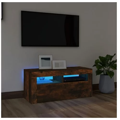  TV omarica z LED lučkami dimljeni hrast 90x35x40 cm