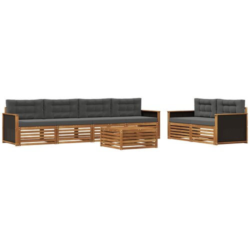 vidaXL Zunanja garnitura za sedenje 7 pcs Naravna in antracitna, (5000282604) Cene