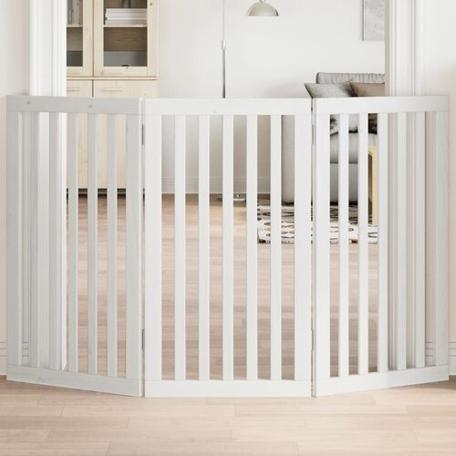 vidaXL Vrata za pse zložljiva 3 paneli bela 150 cm topolovina Cene