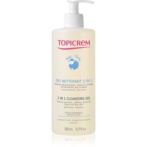 Topicrem Baby Cleansing Gel 2 IN 1 nežen gel za umivanje telesa in las 500 ml za otroke Slike