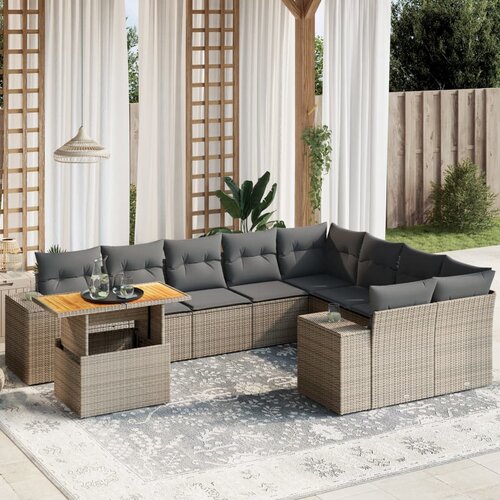 vidaXL 10-dijelni set vrtnih sofa od poliratana s jastucima sivi Cijene