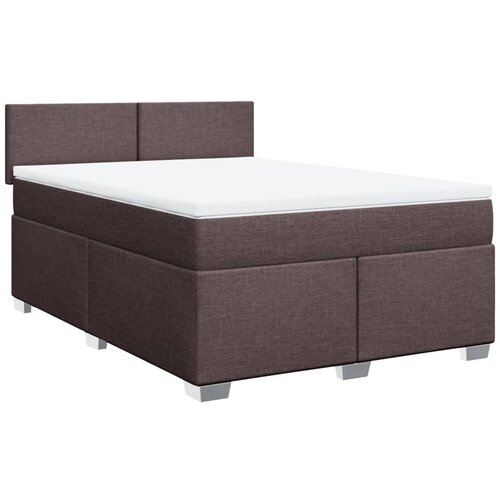 vidaXL Box spring postelja z vzmetnico temno rjava 160x200 cm blago, (21304549) Cene