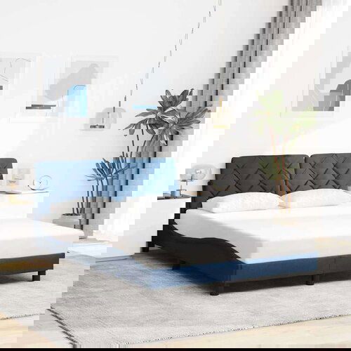  Okvir za krevet bez madraca plavi 140 x 200 cm od tkanine Slike
